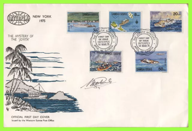 Samoa 1975 Joyita Mystery set on Official WSPO First Day Cover, Signed by Artist