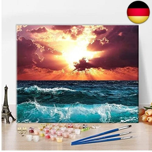 Strand Malen Nach Zahlen Für Erwachsene - Leuchtturm DIY Set 30x40cm Mit Rahmen