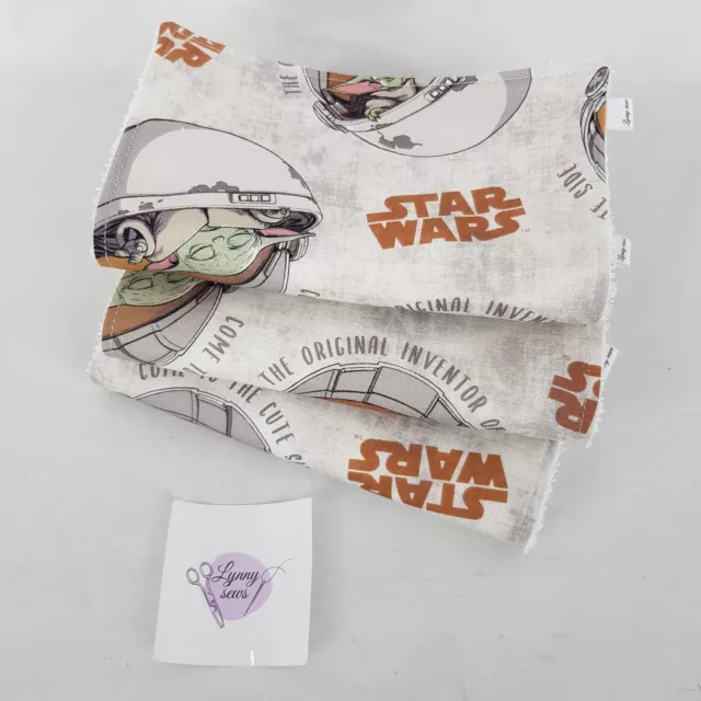 Baby Burp Cloths x3 Pack Baby Yoda Grogu Star Wars Print Toweling Handmade New