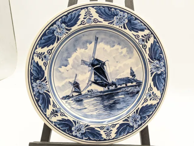 Delft Blue Hand-painted Dutch Collectible Plate Holland Windmill CHIP CRACK