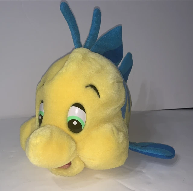 WALT DISNEY THE Little Mermaid Flounder Fish Plush 14” Long Yellow Blue