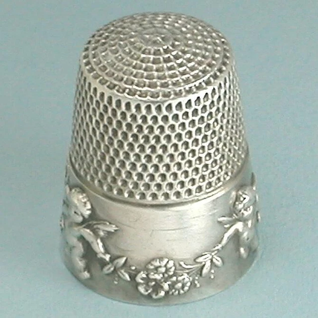 Antique Sterling Silver Patented Cupids Thimble * Simons Brothers * 1905 Patent