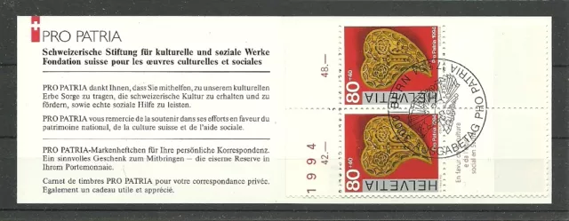 SCHWEIZ/ Pro Patria MiNr 1529 o im MH 0-97 mit Ersttagstempel