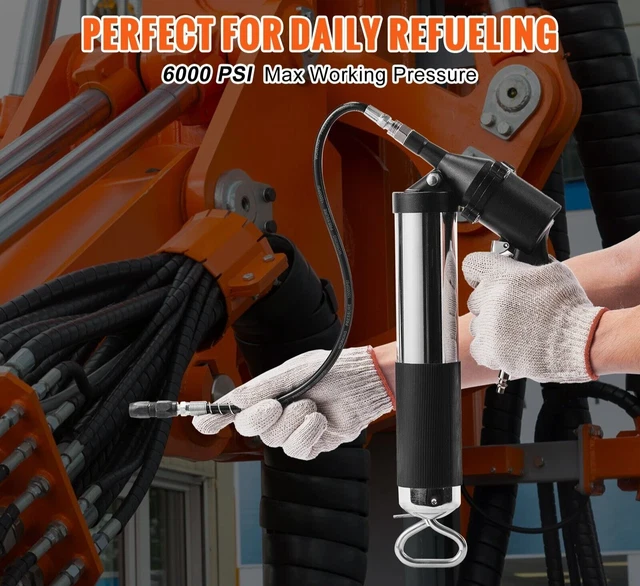 HEAVY DUTY MANUAL Rigid Oil Grease Gun Pistol Grip With Flexible Hose