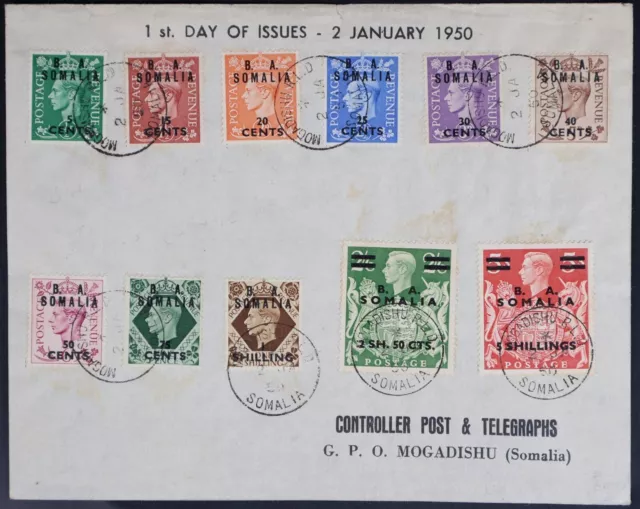 Mayfairstamps Somalia 1950 Mogadiscio BA Rey a 5 Chelines Primer Día Cubierta aah_