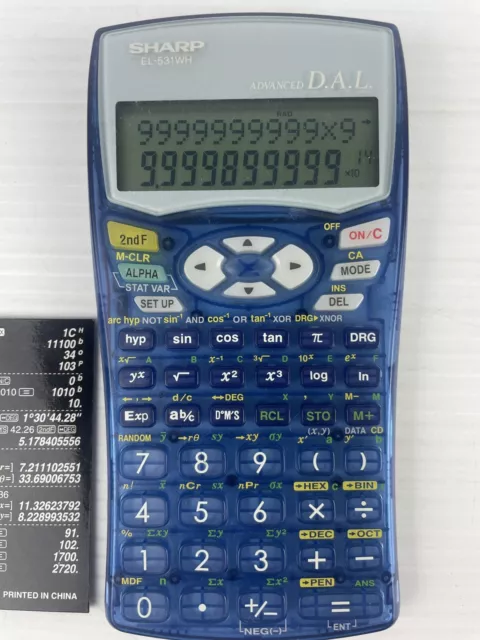 Sharp EL-531WH Advanced D.A.L Scientific Calculator with Cover & Function Sheet