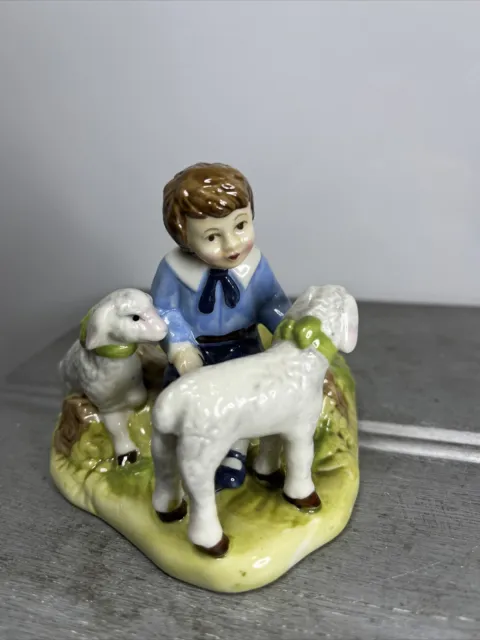 Villery & Boch Boy with Lambs Vintage Collectable Figurine