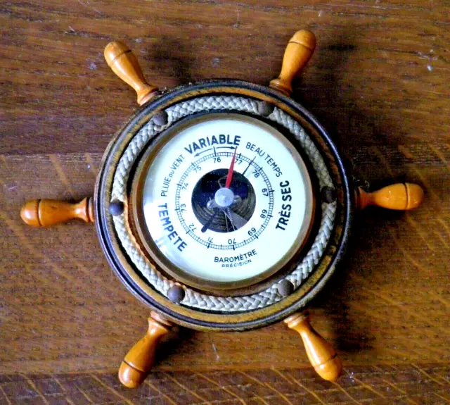 Baromètre thermomètre Lyre en bois finition antiquaire - Tourlonias