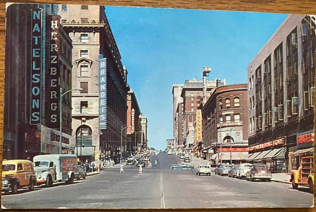 Vintage 1950s Douglas St Omaha NE Postcard – Coca Cola Truck & Sealtest Truck