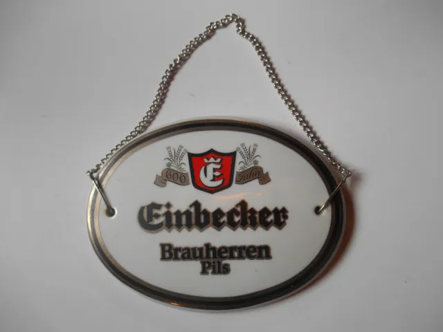 Einbecker Brauherren Pils Porzellan Zapfhahnschild Bier Brauerei Reklame Kneipe