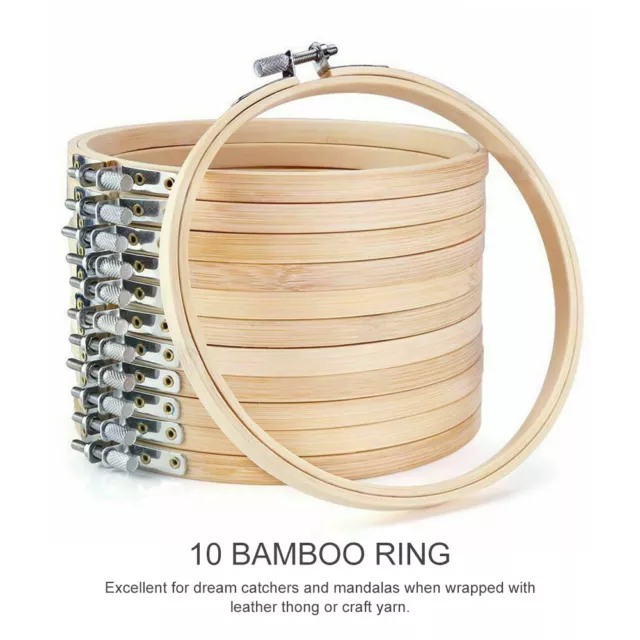 10Pcs Wedding DIY Bamboo Embroidery Hoops Ring Sewing Frame Cross Stitch Craft