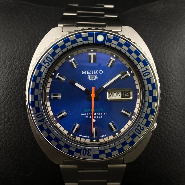 Vintage SEIKO RALLY DIVER Automatic 6119-7173 Day Date Men Wrist Watch FF04