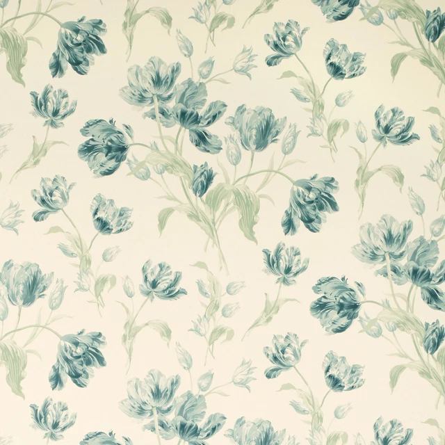 2 Rolls Laura Ashley Gosford Meadow Duck Egg Wallpaper W094646-A/1 Rare Tulips