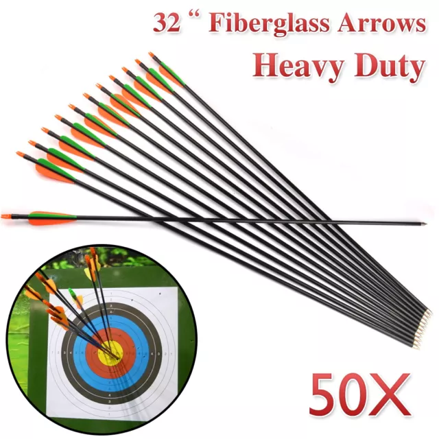 50x 32" FiberGlass Arrows Archery Hunting Compound Bow Fiber Glass AU