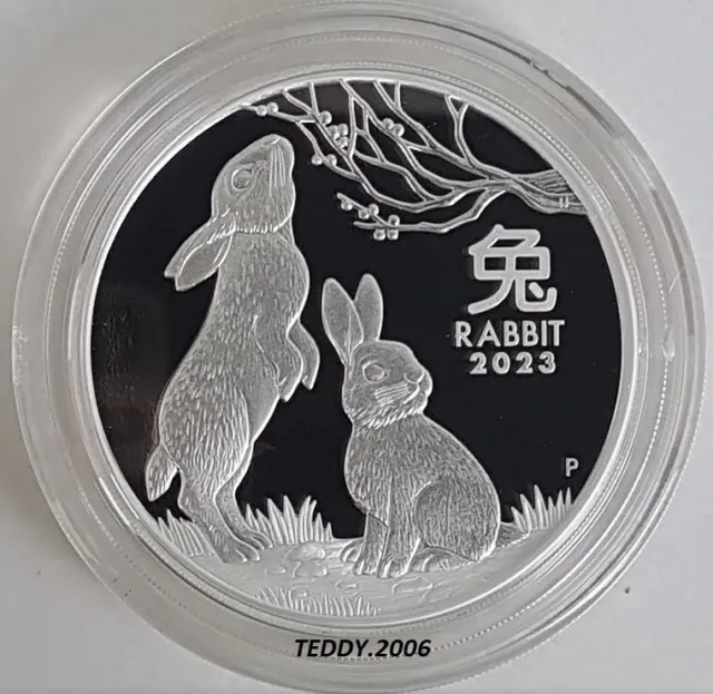2 oz lunare 3 coniglio a prova di coniglio moneta d'argento PP moneta d'argento coniglio 2023 + COA