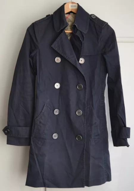 Burberry Brit Women’s Navy Single Breasted Trench Coat Size UK 4 USA 2