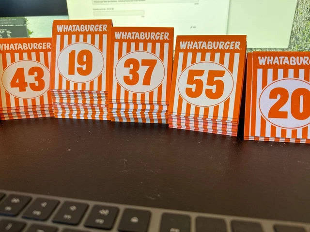 Whataburger Table Tent Markers - Individual Restaurant Order Numbers