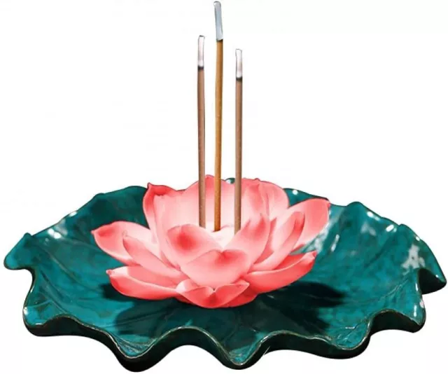 Ceramic Lotus Handmade Incense Burner Stick Holder Plate Three Hole