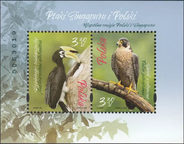Poland 2019 - Birds of Singapore and Poland - Fi bl 343 MNH**