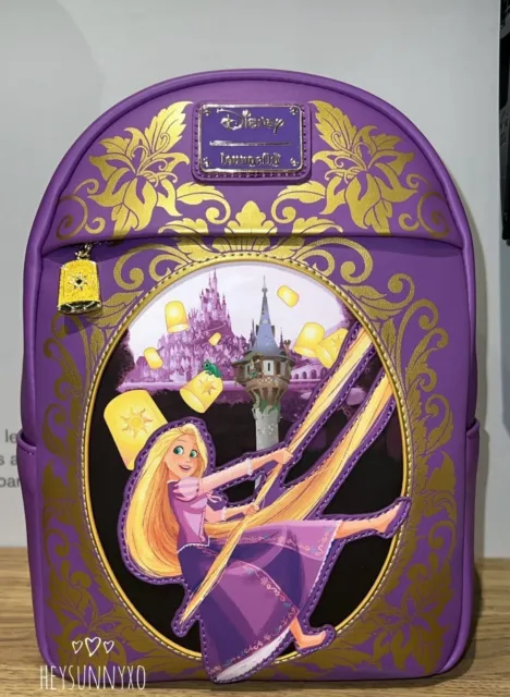 Loungefly Disney Tangled Rapunzel Purple and Gold Lantern Mini Backpack