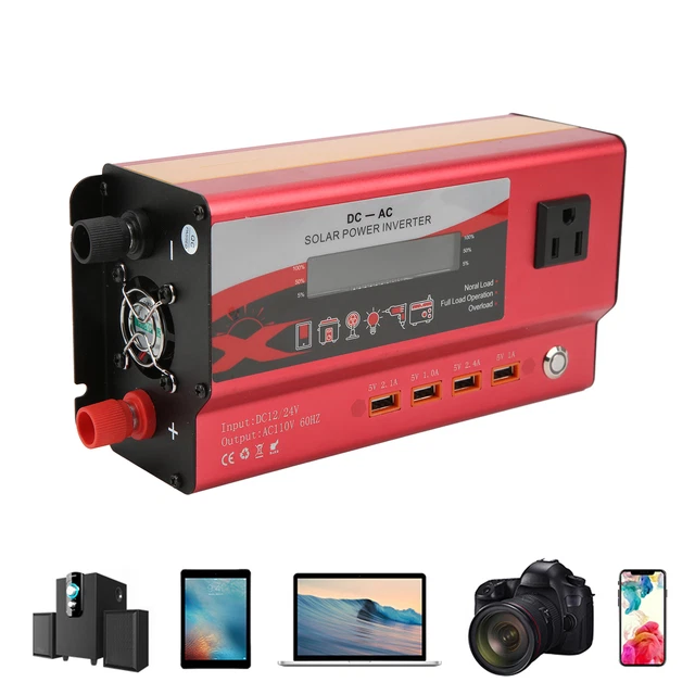 Onduleur De Voiture évalué 700W DC 12/24V à AC 110V 60HZ écran LCD Avec Lumière