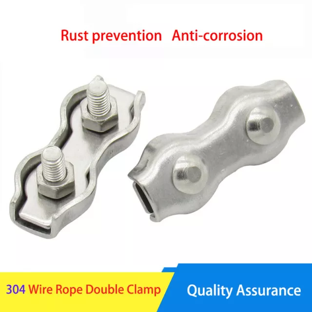 304 Stainless Steel Wire Rope Cable Clamp Double Bolt Rope Clamp M2 3 4 5 6 8 10