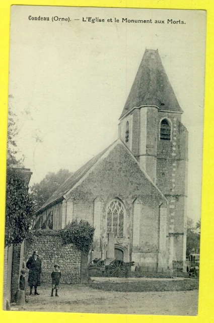 CPA France 61 - CONDEAU (Orne) L'ÉGLISE et le MONUMENT aux MORTS Church Mémorial