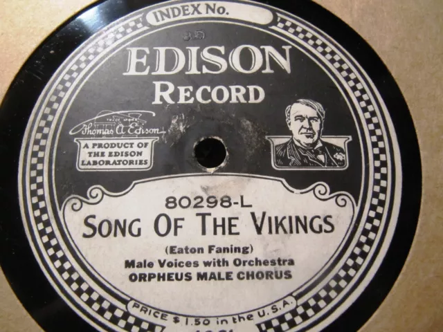 1915 BILLY MURRAY Song of the VIKINGS Orpheus Male Chorus EDISON Diamond 80298