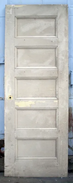 27"x74" Antique Vintage SOLID Wood Wooden Interior Closet Pantry Door 5 Panels