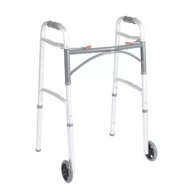 Drive Deluxe Folding Walker, Two Button with 5" Wheels