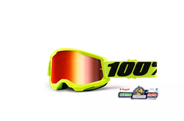 Mascherina Occhiali Maschera Da Cross 100% Strata 2 Yellow Offroad Moto Enduro