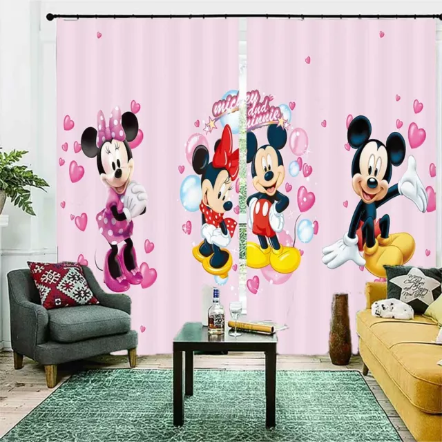 Cheering Mickey Mouse 3D Curtain Blockout Photo Printing Curtains Drape Fabric