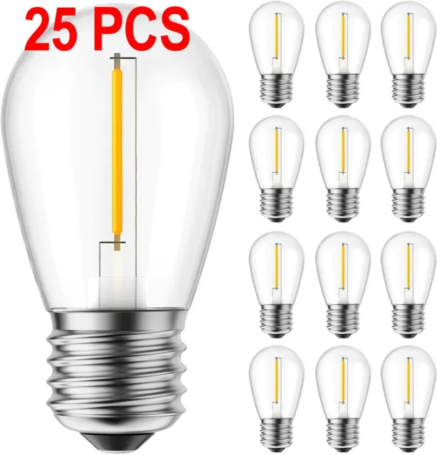 25 Pack LED S14 Replacement Light Bulbs Shatterproof E26 Medium Base Edison Vint