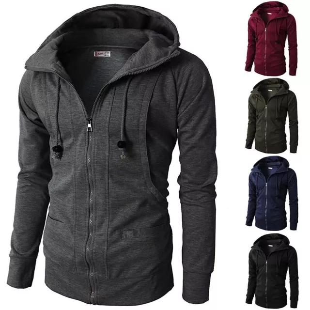 Sweatshirt Coat Zip Up Sweater Jacket Men Hoodie Warm Outwear Hooded Winter Slim