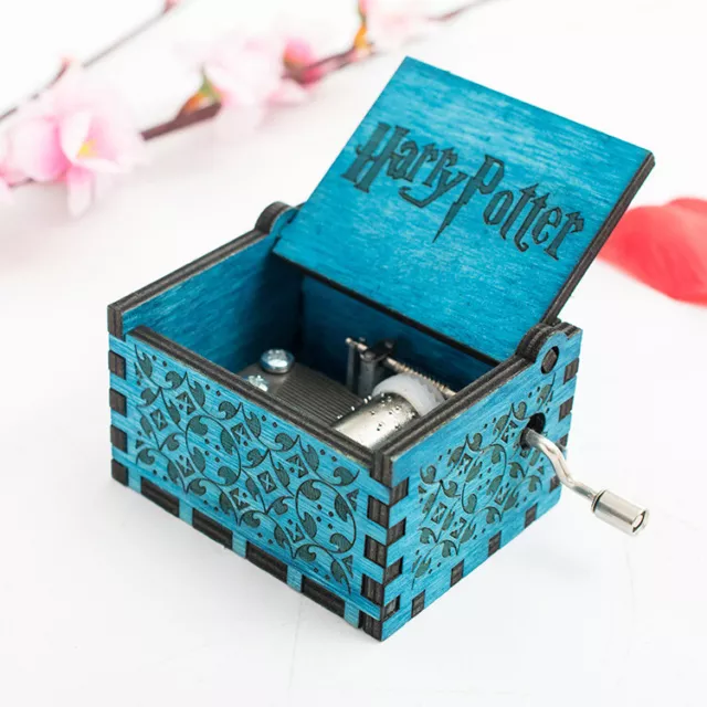 2 pcs Birthday Gift Music Box Harry Potter Engraved Wooden Hand Crank Music Box