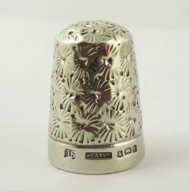 1904 Antique Sterling Silver Sewing Thimble 16  Henry Griffith & Sons