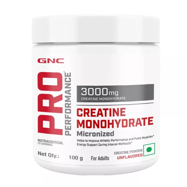 GNC Pro Performance (100gm) Creatine Monohydrate Unflavoured Micronized + F/S