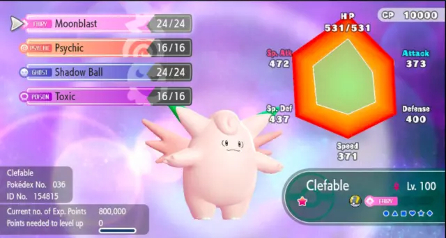 Shiny Clefable / Pokemon Let's Go / 6IV Pokemon / Shiny Pokemon