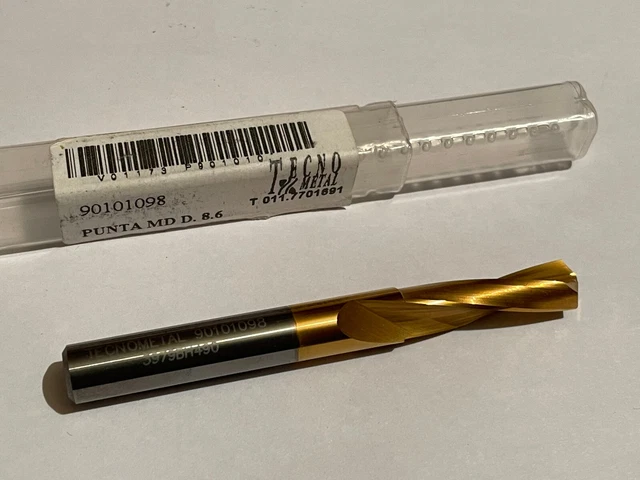 1pc CARBIDE DRILL TECNOMETAL D8.6  Ø8.6 TIN COATED