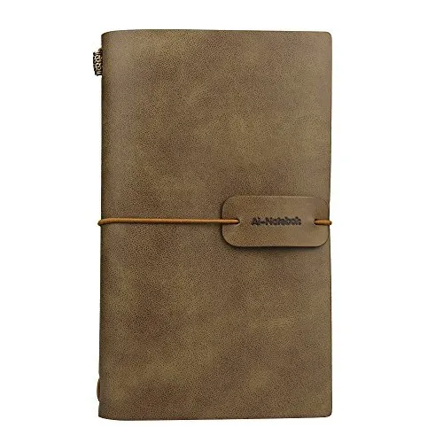 Travel Journal Notebook Vintage Retro Handmade Leather Lined White Coffee