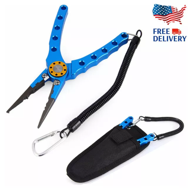 Aluminum Fishing Pliers 8" Saltwater Braid Line Cutter Scissors Hook Remover USA