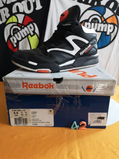 Reebok pump sneakers: boxed Omni Lite black white orange EU 38,5, US 6,5, UK 5,5