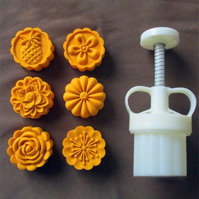 Adjustable Mooncake Mold 50g Flower Stamp Cookie Cutter Mould DIY Baking Tools
