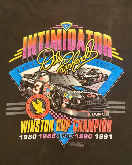 Vintage Single Stitch 90s Dale Earnhardt Intimidator NASCAR T-Shirt Size XL