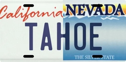 Ski Lake Tahoe, California & Nevada Hybrid Aluminum License Plate