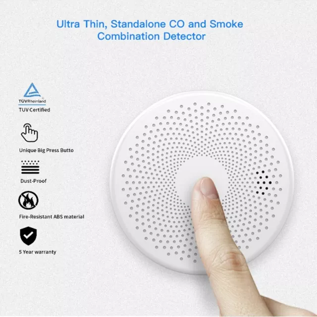 Tuya WiFi Carbon Monoxide Smoke Detector 2 in 1 Co Smoke Sensor Smart