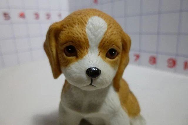 DOG FIGURINE - Homco Bisque Porcelain - Beagle? - 3" tall- 3" long - MINT