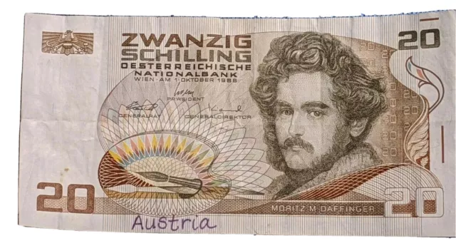 Austria Banknote - 20 SCHILLING - 1986 - KM #148