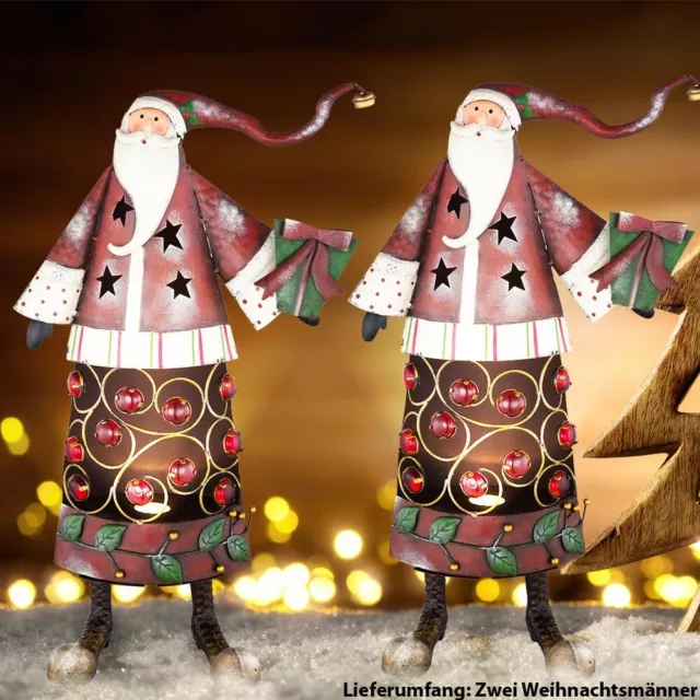2er Set Tischfiguren Babbo Natale Pietre Decorative Xmas Altezza 47 CM