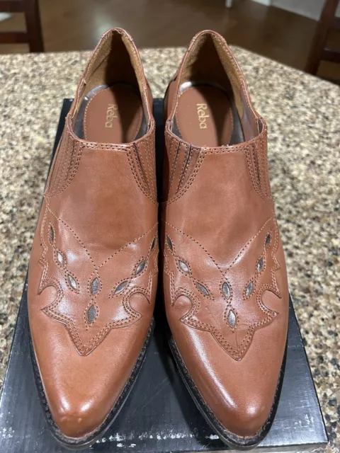 NIB! REBA Lane Western Style Shootie Ankle Boot Saddle Tan Size 9 Medium NIB! REBA Lane Western Style Shootie Ankle Boot Saddle Tan Size 9 Medium